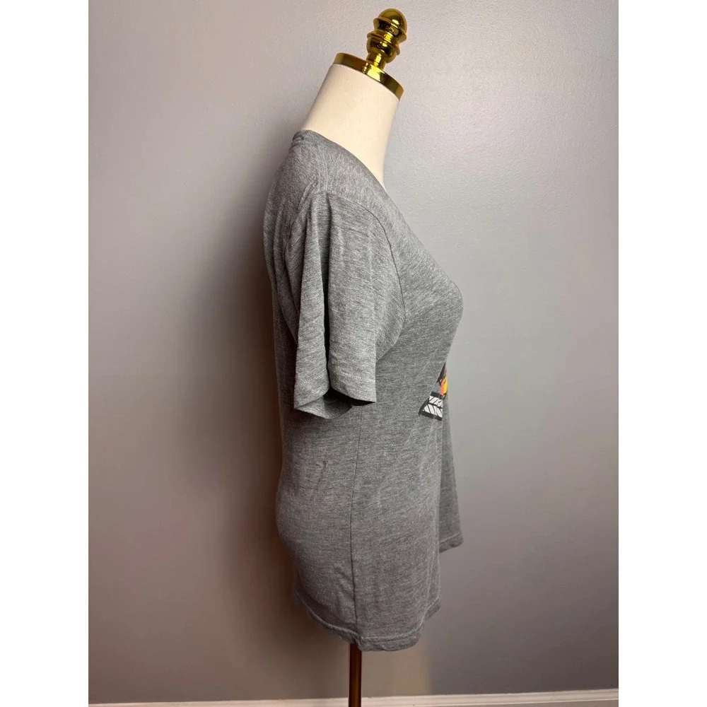 American Apparel Graphic T-Shirt Women S Grey Excellent Cat Straight Razor Tee